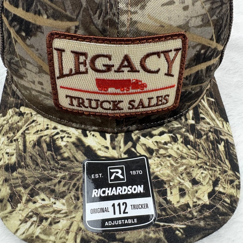 Richardson 112 Trucker Hat Legacy Truck Sales Realtree Camo Snapback Brown NEW - Picture 3 of 11